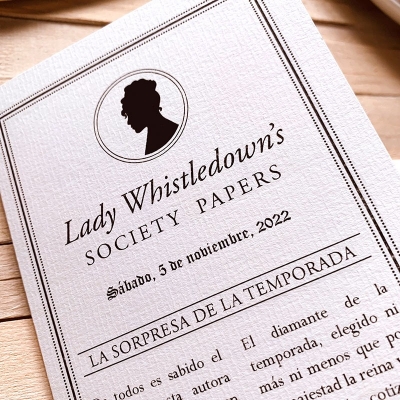 Invitación Lady Whistledown - Los Bridgerton