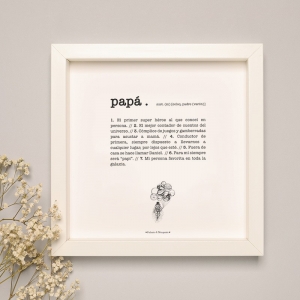 Lámina personalizada 'Papá eres mi Galaxia' enmarcada en blanco, ideal como regalo para papá