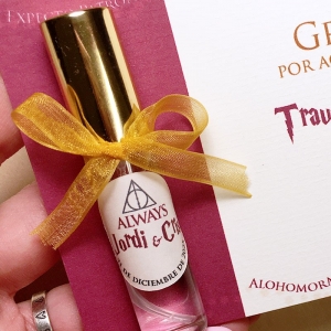 Miniatura de perfume con tarjeta Harry Potter