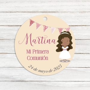 Etiqueta para detalles "Mi primera comunión" niña