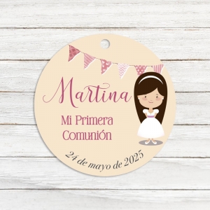 Etiqueta para detalles "Mi primera comunión" niña