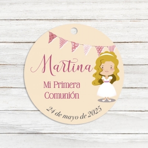 Etiqueta para detalles "Mi primera comunión" niña