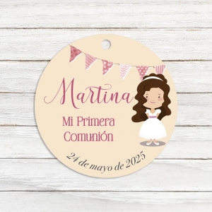 Etiqueta para detalles "Mi primera comunión" niña