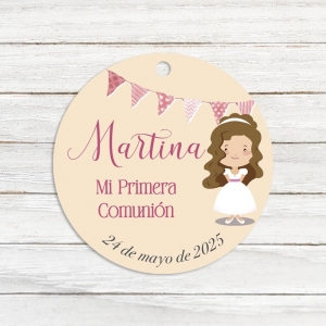 Etiqueta para detalles "Mi primera comunión" niña