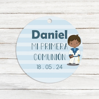Etiqueta personalizada Mi primera comunión para niños