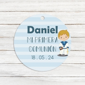 Etiqueta personalizada Mi primera comunión para niños