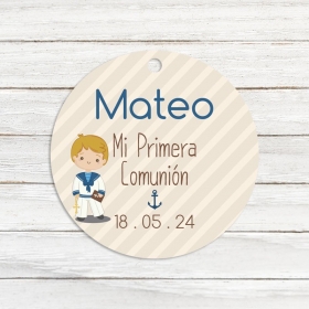 Etiqueta personalizada Mi primera comunión para niños