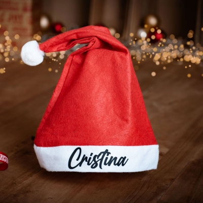 Gorro de Santa Claus con nombre personalizado en negro