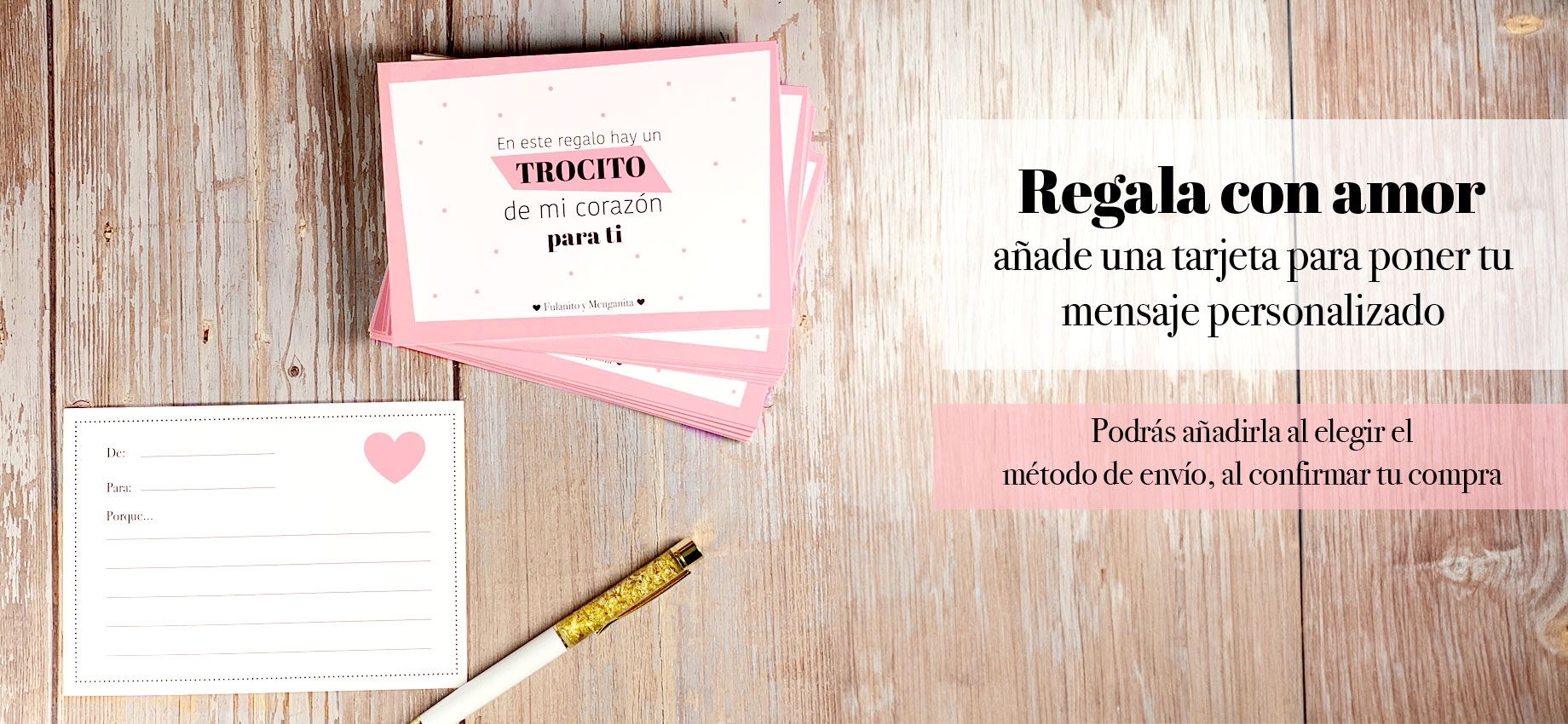 Añade una tarjeta para personalizar tu regalo en tu pedido